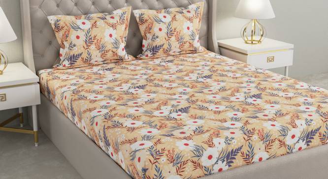 Harrison Multicolor Floral 104 TC Cotton Queen Size Bedsheet with 2 Pillow Covers (Queen Size, Multicolor) by Urban Ladder - Cross View Design 1 - 492272