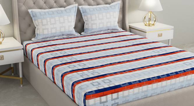 Shania Multicolor Geometric 140 TC Cotton Queen Size Bedsheet with 2 Pillow Covers (Queen Size, Multicolor) by Urban Ladder - Cross View Design 1 - 492279