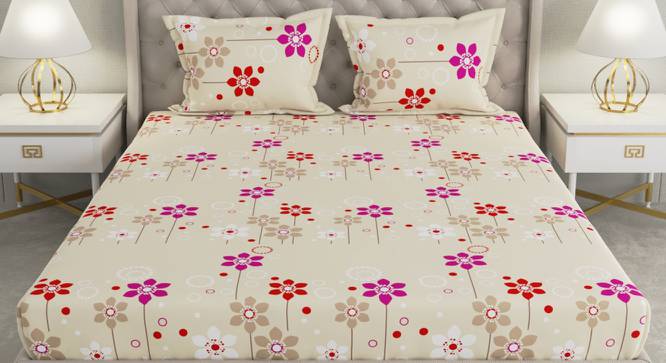 Hiroko Multicolor Floral 104 TC Cotton Queen Size Bedsheet with 2 Pillow Covers (Queen Size, Multicolor) by Urban Ladder - Front View Design 1 - 492284