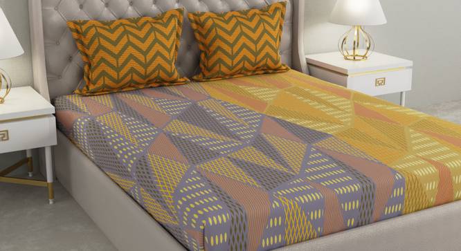 Uma Multicolor Geometric 140 TC Cotton Queen Size Bedsheet with 2 Pillow Covers (Queen Size, Multicolor) by Urban Ladder - Cross View Design 1 - 492332