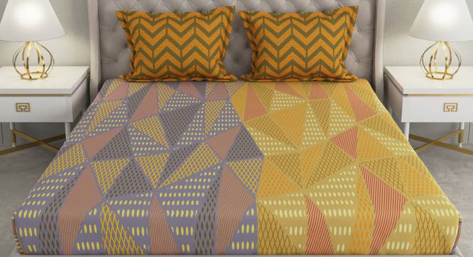 Uma Multicolor Geometric 140 TC Cotton Queen Size Bedsheet with 2 Pillow Covers (Queen Size, Multicolor) by Urban Ladder - Front View Design 1 - 492343