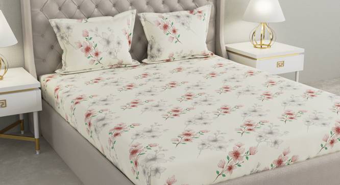 Hayley Multicolor Floral 104 TC Cotton Queen Size Bedsheet with 2 Pillow Covers (Queen Size, Multicolor) by Urban Ladder - Cross View Design 1 - 492378