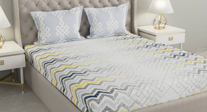 Chet Multicolor Abstract 140 TC Cotton Queen Size Bedsheet with 2 Pillow Covers (Queen Size, Multicolor) by Urban Ladder - Cross View Design 1 - 492485