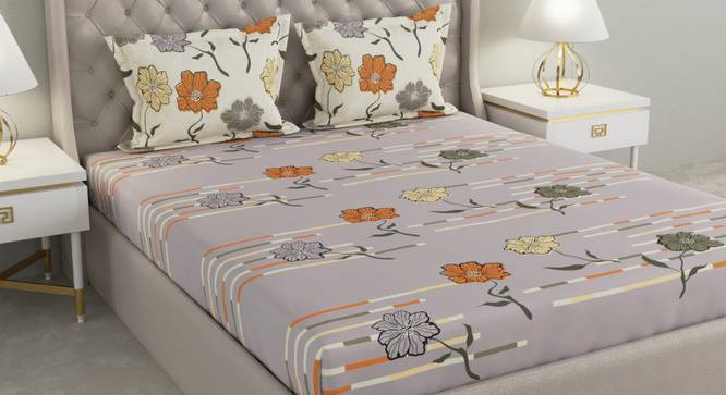 Sarah Multicolor Floral 140 TC Cotton Queen Size Bedsheet with 2 Pillow Covers (Queen Size, Multicolor) by Urban Ladder - Cross View Design 1 - 492489
