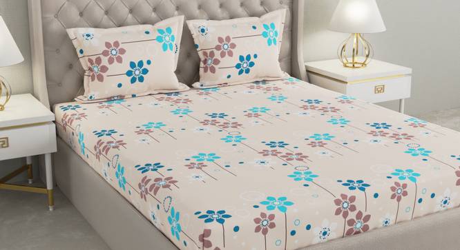 Hogan Multicolor Floral 104 TC Cotton Queen Size Bedsheet with 2 Pillow Covers (Queen Size, Multicolor) by Urban Ladder - Cross View Design 1 - 492536