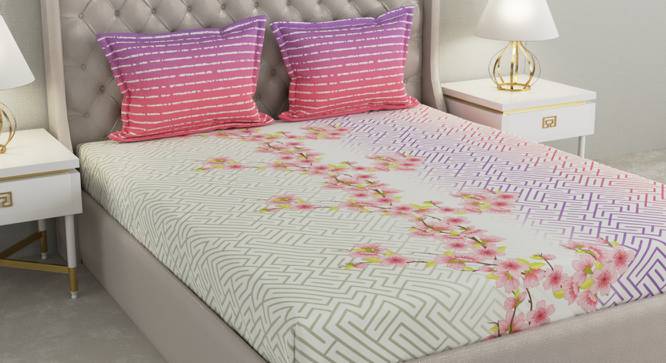 Selena Multicolor Floral 140 TC Cotton Queen Size Bedsheet with 2 Pillow Covers (Queen Size, Multicolor) by Urban Ladder - Cross View Design 1 - 492539