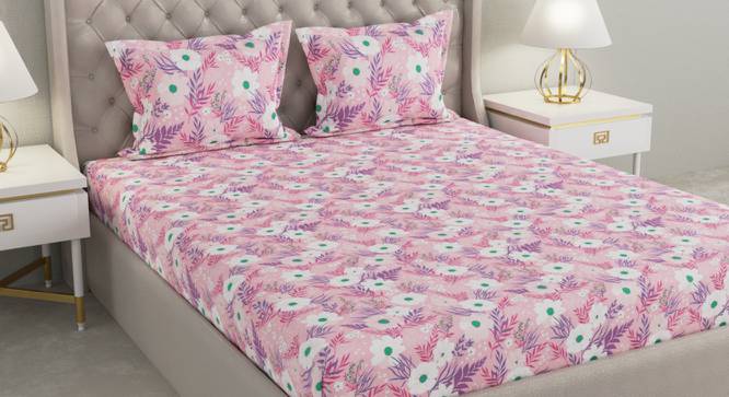 Harlow Multicolor Floral 104 TC Cotton Queen Size Bedsheet with 2 Pillow Covers (Queen Size, Multicolor) by Urban Ladder - Cross View Design 1 - 492581