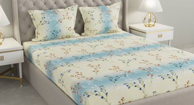 Gabouray Multicolor Floral 104 TC Cotton Queen Size Bedsheet with 2 Pillow Covers (Queen Size, Multicolor) by Urban Ladder - Cross View Design 1 - 492676