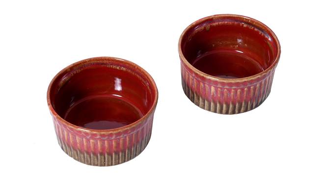 Alvara Maroon Ceramic 140 ml Chutney Bowl - Set of 2 (Maroon, Set Of 2 Set) by Urban Ladder - Front View Design 1 - 493102