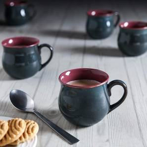 Cups Mugs Design Coretta Grey Ceramic 150 ml Coffee Cups - Set of 6 (Grey, Set of 6 Set)