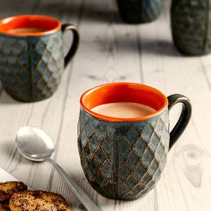 Cups Mugs Design Americus Grey Ceramic 280 ml Mugs - Set of 6 (Grey, Set of 6 Set)
