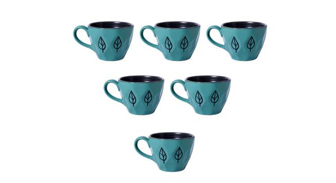 Nerissa Blue Ceramic 170 ml Coffee Mugs & Tea Cups - Set of 6 (Blue, Set of 6 Set) by Urban Ladder - Cross View Design 1 - 493161