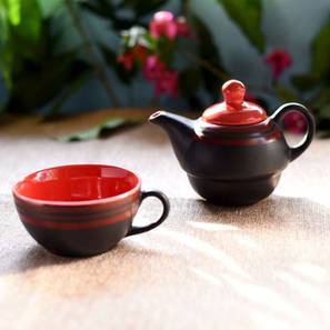 Teapot Design Donya Black Ceramic 200 ml Tea Pot Set (Black, Set Of 2 Set)