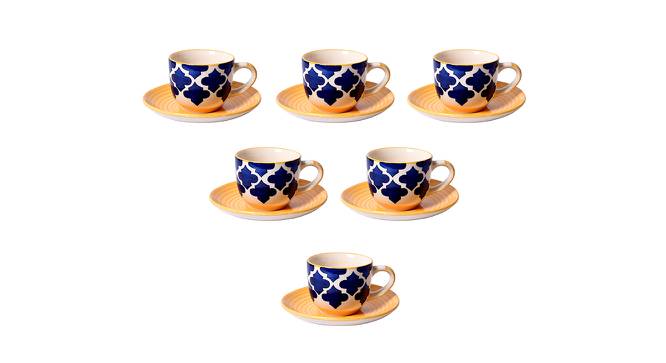 Vonda Multicolor Ceramic 160 ml Set of 6 Cups with Saucers (Multicolor, set of 12 Set) by Urban Ladder - Cross View Design 1 - 493240