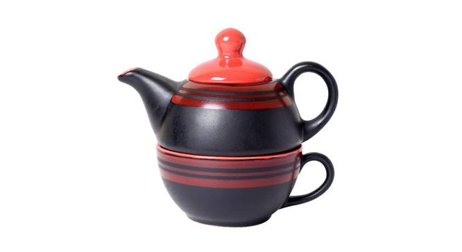 Donya Black Ceramic 200 ml Tea Pot Set (Black, Set Of 2 Set) by Urban Ladder - Cross View Design 1 - 493241