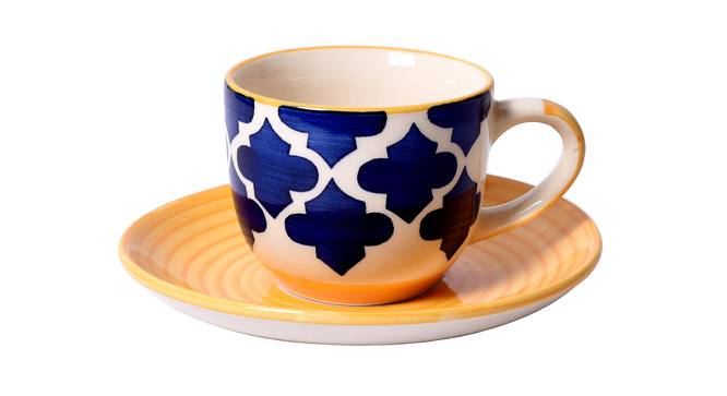 Vonda Multicolor Ceramic 160 ml Set of 6 Cups with Saucers (Multicolor, set of 12 Set) by Urban Ladder - Front View Design 1 - 493263