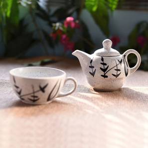 Teapot Design Giovana White Ceramic 200 ml Tea Pot Set (White, Set Of 2 Set)