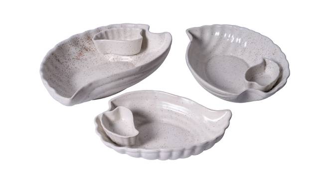 Aziate White Ceramic 8 inch Diameter Platter - Set of 3 (White, Set of 3 Set) by Urban Ladder - Cross View Design 1 - 493397