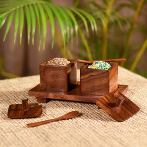 Kitchen Organizers Design Donalie Solid Wood 100 ml Jar with Lid (Brown)