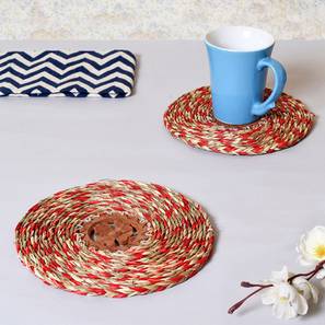 Trays Platters Design Brizio Multicolor Bamboo 8 x 8 Inches Coasters - Set of 2 (Set Of 2 Set, Multicolor)