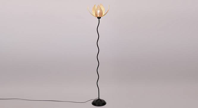 Thessaly Black Bamboo Shade Floor Lamp (Beige) by Urban Ladder - Front View Design 1 - 493662