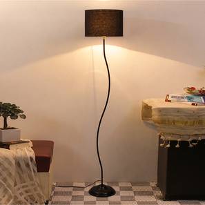 Deven Black Cotton Shade Floor Lamp-image-26
