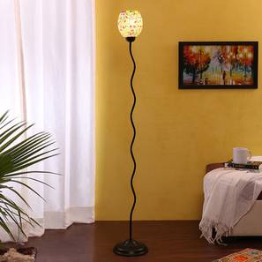 Lighting In Goa Design Maitland Black Glass Shade Floor Lamp (Multicolor)
