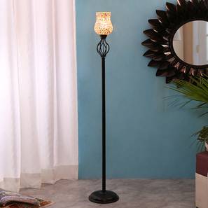 Carrie Black Glass Shade Floor Lamp-image-1