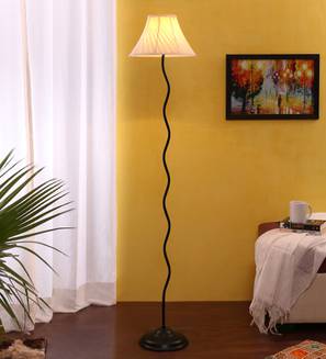 devansh Merritt Black Cotton Shade Floor Lamp-picture-10