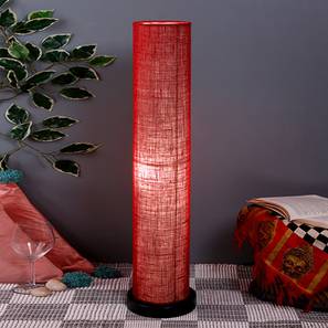 Penelope Maroon Cotton Shade Floor Lamp-image-2