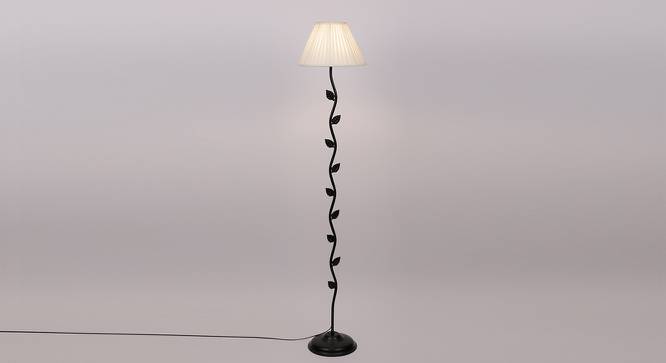 Wolfred Black Cotton Shade Floor Lamp (White) by Urban Ladder - Front View Design 1 - 494158