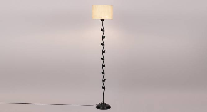 Averill Black Cotton Shade Floor Lamp (White) by Urban Ladder - Front View Design 1 - 494160