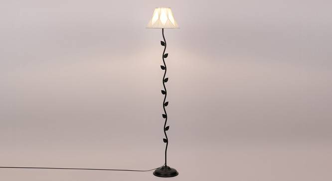 Brooke Black Cotton Shade Floor Lamp (White) by Urban Ladder - Front View Design 1 - 494161