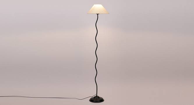 Tory Black Cotton Shade Floor Lamp (White) by Urban Ladder - Front View Design 1 - 494166