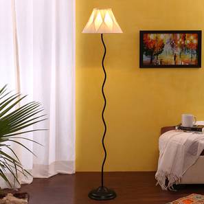 Adrian Black Cotton Shade Floor Lamp-image-1