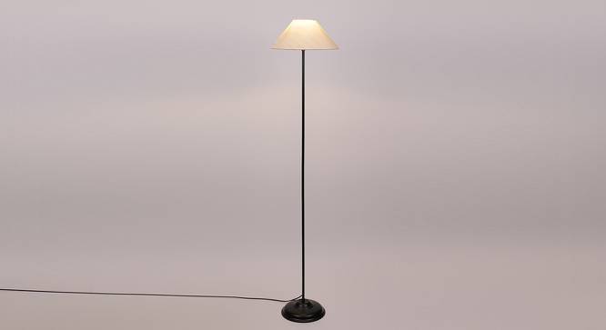 Tyrion Black Cotton Shade Floor Lamp (White) by Urban Ladder - Front View Design 1 - 494278