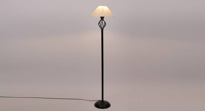 Izzie Black Cotton Shade Floor Lamp (White) by Urban Ladder - Front View Design 1 - 494285