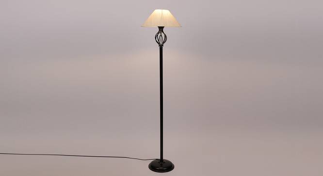 Izzie Black Cotton Shade Floor Lamp (White) by Urban Ladder - Front View Design 1 - 494285