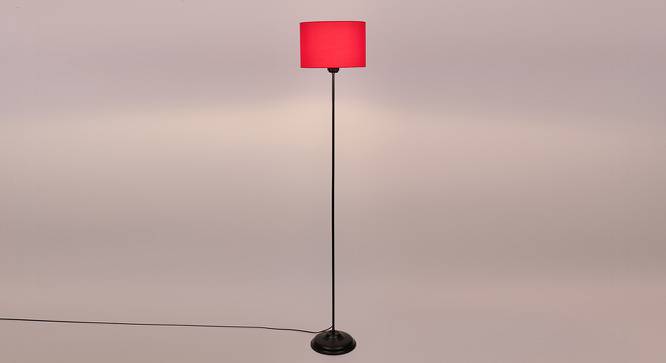Stanford Black Cotton Shade Floor Lamp (Red) by Urban Ladder - Front View Design 1 - 494381