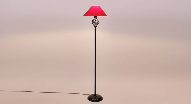 Rian Black Cotton Shade Floor Lamp (Red) by Urban Ladder - Front View Design 1 - 494382