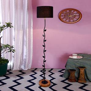 Ewan Black Cotton Shade Floor Lamp-image-3