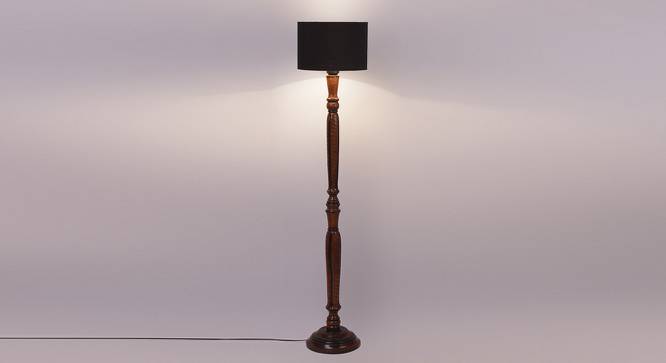 Brinkley Brown Cotton Shade Floor Lamp (Black) by Urban Ladder - Front View Design 1 - 494599