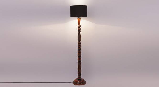 Camryn Brown Cotton Shade Floor Lamp (Black) by Urban Ladder - Front View Design 1 - 494600