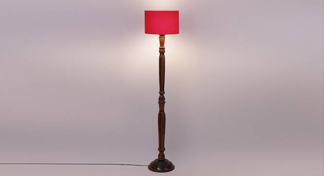 Britney Brown Cotton Shade Floor Lamp (Red) by Urban Ladder - Front View Design 1 - 495072