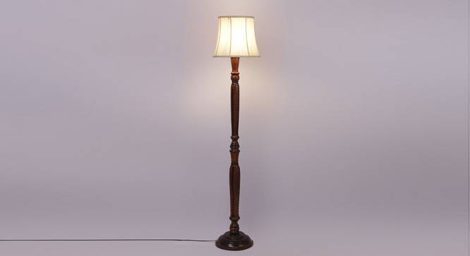 Calloway Brown Cotton Shade Floor Lamp (White) by Urban Ladder - Front View Design 1 - 495190