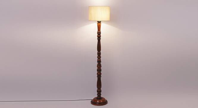Cameron Brown Cotton Shade Floor Lamp (White) by Urban Ladder - Front View Design 1 - 495191