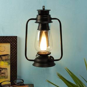 Cleo Black Metal Wall Mounted Lantern Lamp-image-9