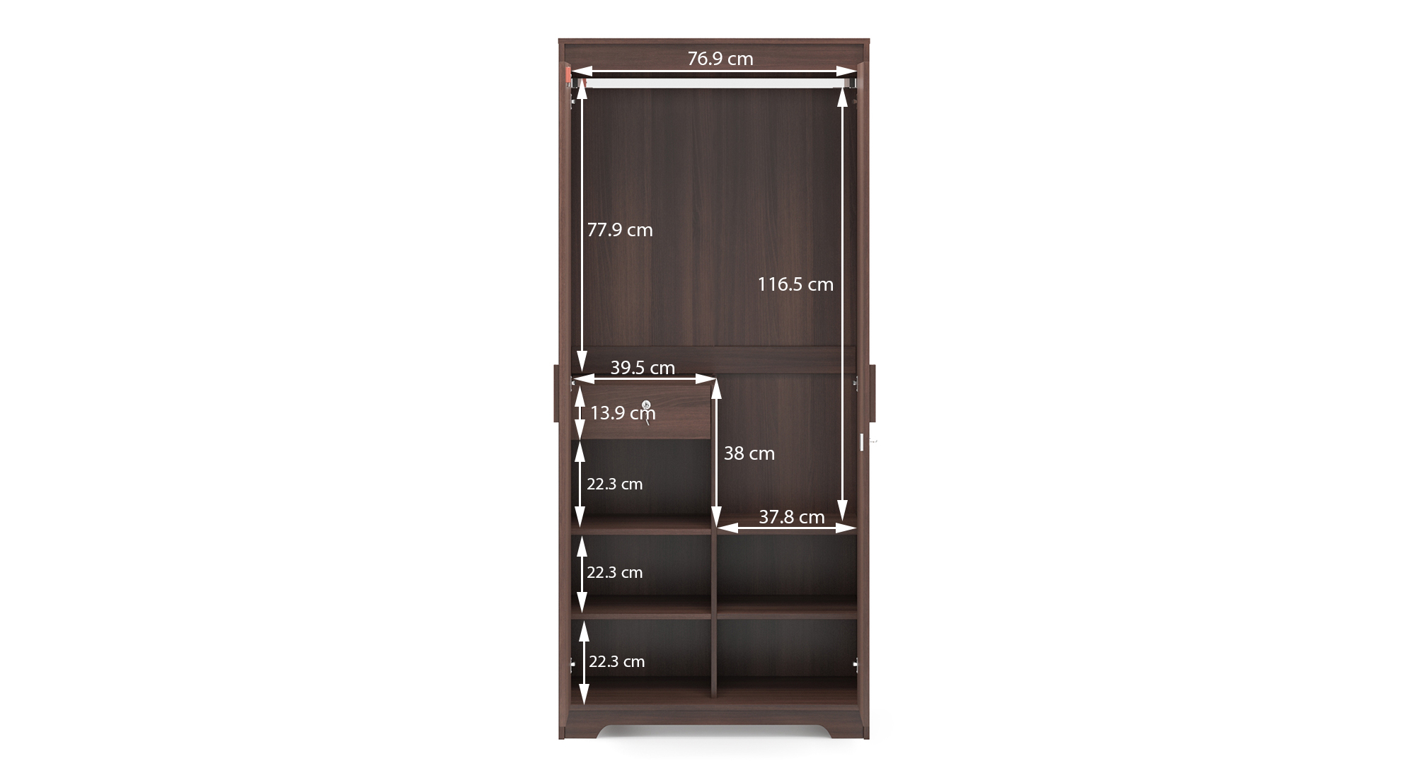 Hilton 2 door wardrobe finish spiced acacia with mirror di