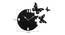 Rubey Black Engineered Wood Round Aanalog Wall Clock (Black) by Urban Ladder - Design 1 Dimension - 496322