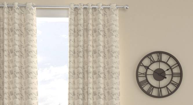 Jeff Beige Polyester Room-Darkening 7 ft Door Curtain (Beige, Eyelet Pleat, 118 x 213 cm  (46" x 84") Curtain Size) by Urban Ladder - Cross View Design 1 - 496360